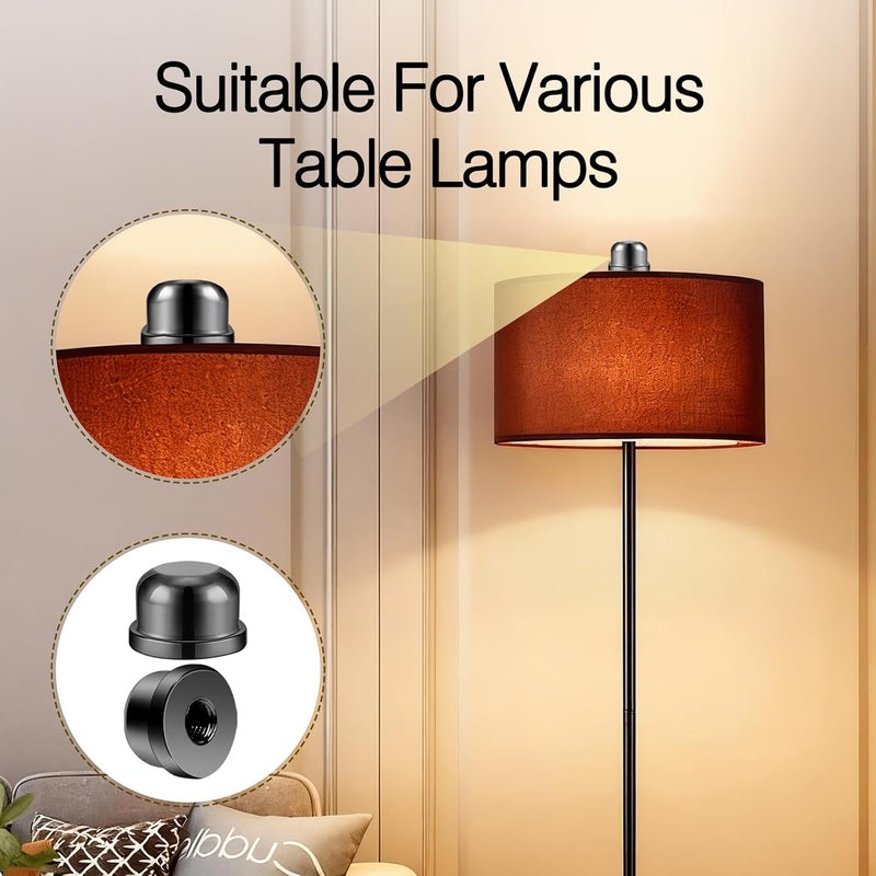 Dirvcp 2Pcs Retro Lampshade Decorative Lampshade Nuts with Double Threaded Screws, Suitable for 3/8 Inches and 1/4-27 Inches (Black) - Image 4